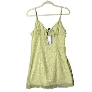 H&M Dress Womens 8‎ Yellow Green A Line Baby Doll Spaghetti Straps Dress NEW